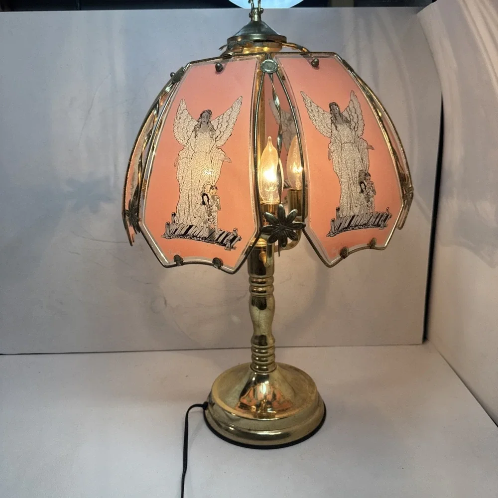 Vintage Touch‎ Lamp OK LIGHTING Angel Glass Panels Lamp Angel Nice